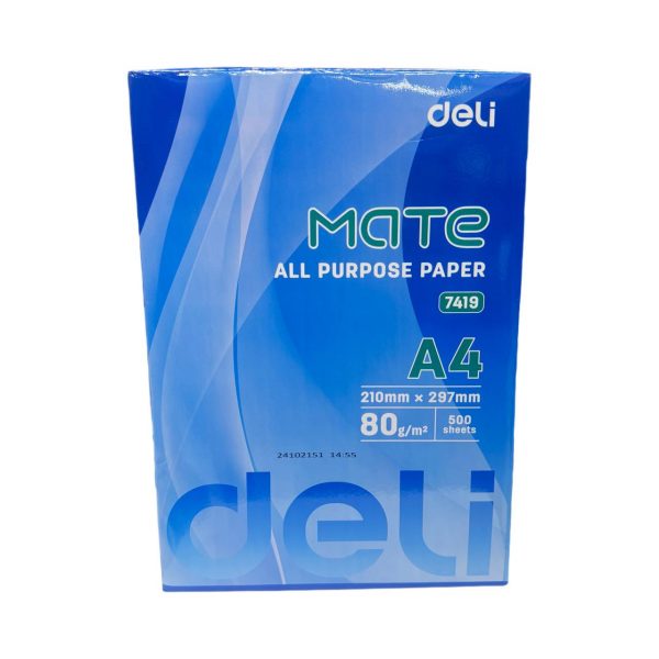 deli- MATE A4 Paper, GSM 80, 500 Sheet Ream